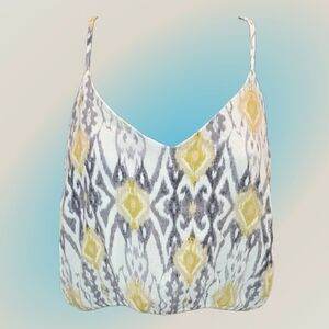 Yellow and Gray Patterned Cropped Top